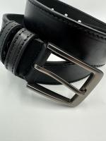 Ремень кожаный унисекс 27-35-ЦСЖ-12С, модель 1-1, черный