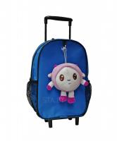 Чемодан-рюкзак детский 3 в 1 синий с игрушкой "Малышарики. Барашек"