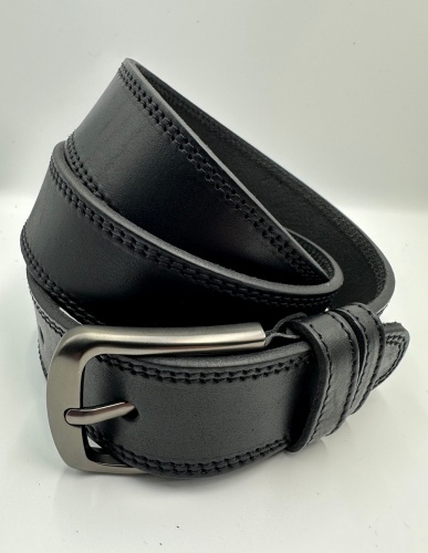 Ремень кожаный унисекс 40-40-ЦСЖ-12С, модель 1-2, черный