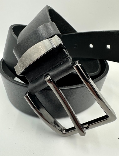 Ремень кожаный унисекс 42-40-ЦНЖ-12С, модель 1, черный