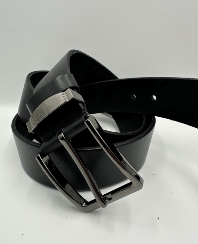 Ремень кожаный унисекс 42-40-ЦНЖ-12С, модель 1, черный