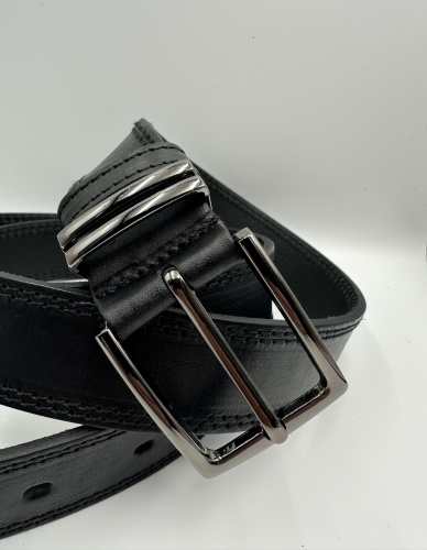 Ремень кожаный унисекс 27-35-ЦСЖ-12С, модель 1-2, черный