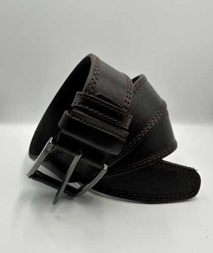 Ремень кожаный унисекс 45-40-ЦСО-12С, модель 2-2, коричневый